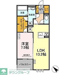 リシェス2 1LDKの間取図画像