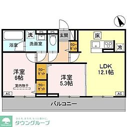 メゾンクレール 2LDKの間取図画像