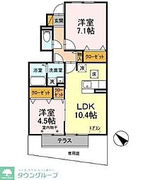 アシェルガーデン 2LDKの間取図画像