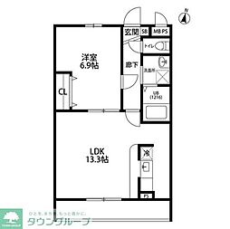 Amour天神 1LDKの間取図画像