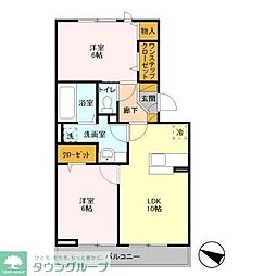 ヘリオス吉川美南ヘルメス 2LDKの間取図画像