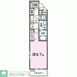 吉川市大字中曽根アパート 1Kの間取図画像