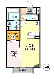 ジュネス2 1LDKの間取図画像