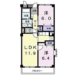 アビタシオン早稲田 2LDKの間取図画像