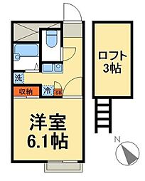 キングキャッスル 1Kの間取図画像