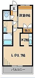 スプリングヒル 1LDKの間取図画像