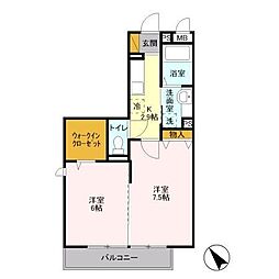 ヘリオス吉川美南クロノス 2Kの間取図画像