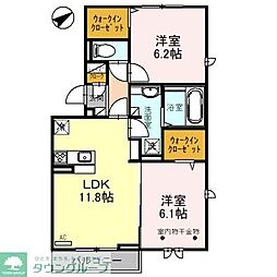 アロサール2 2LDKの間取図画像