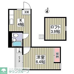 大宝ハイツ 1Kの間取図画像