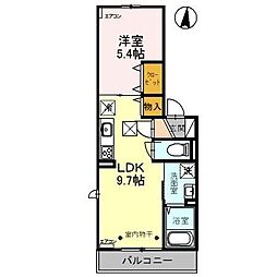 ヴィラ登戸町 1LDKの間取図画像