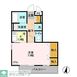 エクシーレ 1Kの間取図画像