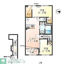 クレリエール 2LDKの間取図画像