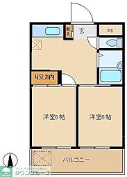 シャルマン谷塚駅前 2DKの間取図画像