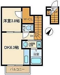 宝ルーセントA 1DKの間取図画像