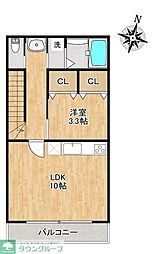 柏市西原一丁目アパート 1LDKの間取図画像