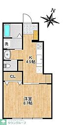 柏市西原一丁目アパート 1Kの間取図画像