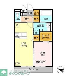 アプリコットガーデンC 1LDKの間取図画像
