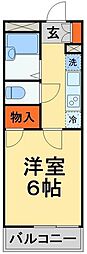 レオパレスフルート 1Kの間取図画像