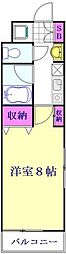 草加ハウス 1Kの間取図画像