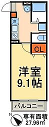 マリンパレス八潮 1Kの間取図画像