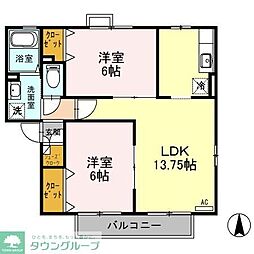 プランドールパピオンB 2LDKの間取図画像