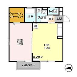 charmantcourtM's2 1LDKの間取図画像