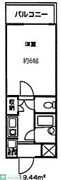 ドミール谷塚2 1Kの間取図画像