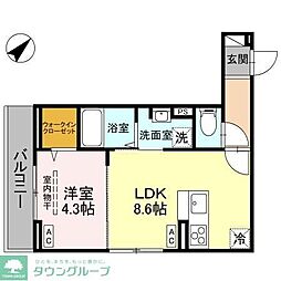 三郷市三郷1丁目アパート 1LDKの間取図画像