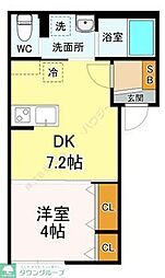 ARS三郷中央 1DKの間取図画像