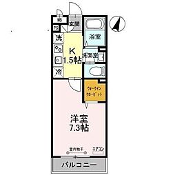 サンハイム 1Kの間取図画像