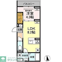 セレスティア亀有 1LDKの間取図画像
