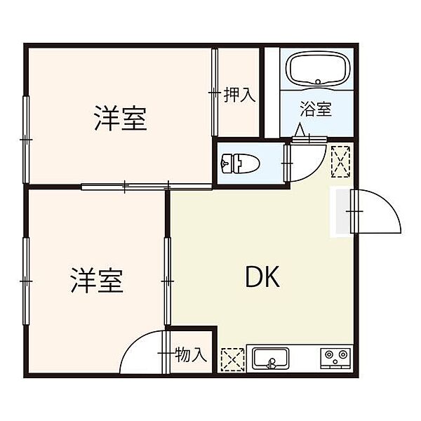 明神ハイツ ｜広島県福山市東深津町4丁目(賃貸アパート2DK・1階・36.54㎡)の写真 その2