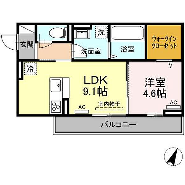 D-roomCVII ｜広島県福山市引野町3丁目(賃貸アパート1LDK・2階・37.78㎡)の写真 その2