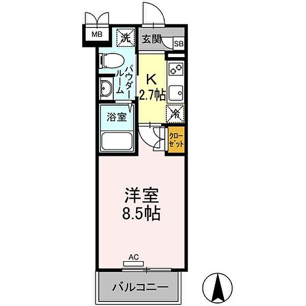 ラ・ヴィ・アン・ローズ南本庄 ｜広島県福山市南本庄3丁目(賃貸マンション1K・5階・26.87㎡)の写真 その2