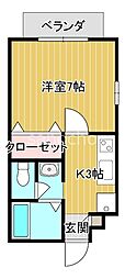 コスモハイツ 1Kの間取図画像