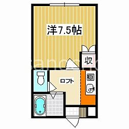 パルテネール 1Kの間取図画像