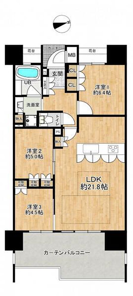 LDK19.6帖!全居室収納完備!ガーデンバルコニーのある開放感あふれる間取りです♪
