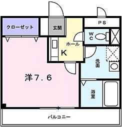 ラフィネ 1Kの間取図画像
