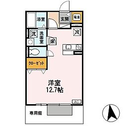 プランドール堂本 1階ワンルームの間取り