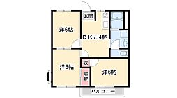 ブルースカイ今宿 3DKの間取図画像