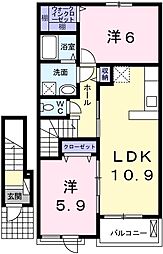 ハピネス2 2LDKの間取図画像
