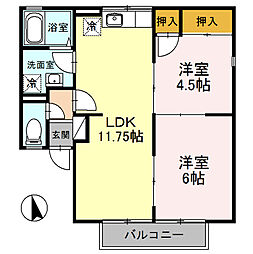 シャトルS 2LDKの間取図画像