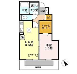 泰山木苑A 1LDKの間取図画像
