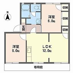 ハイツ美津野 2LDKの間取図画像