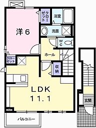 Y'sVilla赤坂 1LDKの間取図画像