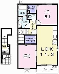 エクセレント大野 2LDKの間取図画像