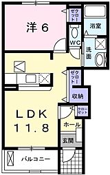 ベル池ノ下 1LDKの間取図画像