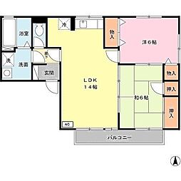 サンアベニュー 2LDKの間取図画像
