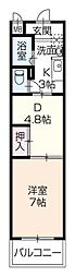 宮西パレス壱号館 1DKの間取図画像