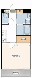 MISTRAL千代田町 1Kの間取図画像